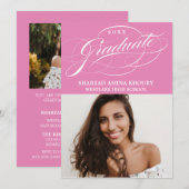 STYLISH ELEGANT SCRIPT 2 GRADUATE PARTY EINLADUNG (Vorne/Hinten)