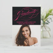 STYLISH ELEGANT SCRIPT 2 GRADUATE PARTY EINLADUNG (Stehend Vorderseite)