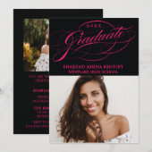 STYLISH ELEGANT SCRIPT 2 GRADUATE PARTY EINLADUNG (Vorne/Hinten)