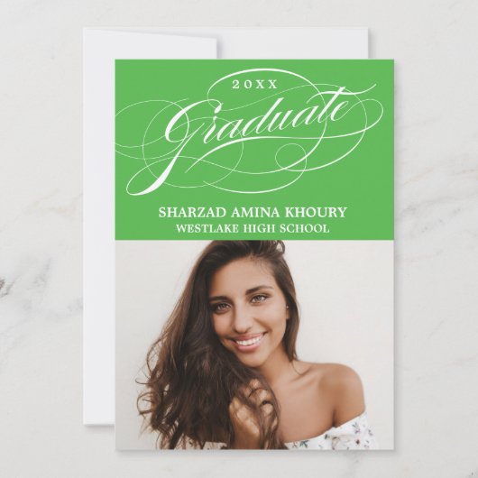 STYLISH ELEGANT SCRIPT 2 GRADUATE PARTY EINLADUNG (Vorderseite)