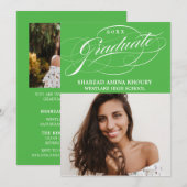 STYLISH ELEGANT SCRIPT 2 GRADUATE PARTY EINLADUNG (Vorne/Hinten)