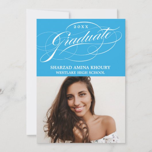 STYLISH ELEGANT SCRIPT 2 GRADUATE PARTY EINLADUNG (Vorderseite)