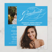 STYLISH ELEGANT SCRIPT 2 GRADUATE PARTY EINLADUNG (Vorne/Hinten)
