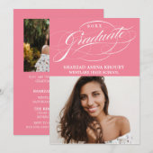 STYLISH ELEGANT SCRIPT 2 GRADUATE PARTY EINLADUNG (Vorne/Hinten)