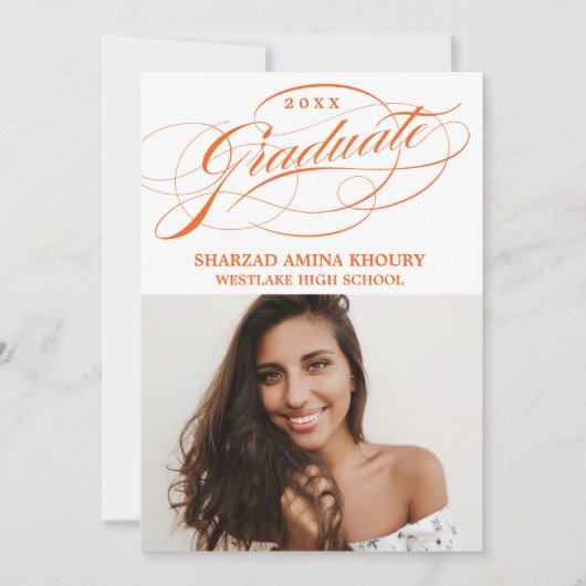 STYLISH ELEGANT SCRIPT 2 GRADUATE PARTY EINLADUNG (Vorderseite)