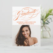 STYLISH ELEGANT SCRIPT 2 GRADUATE PARTY EINLADUNG (Stehend Vorderseite)