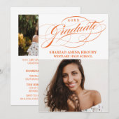 STYLISH ELEGANT SCRIPT 2 GRADUATE PARTY EINLADUNG (Vorne/Hinten)