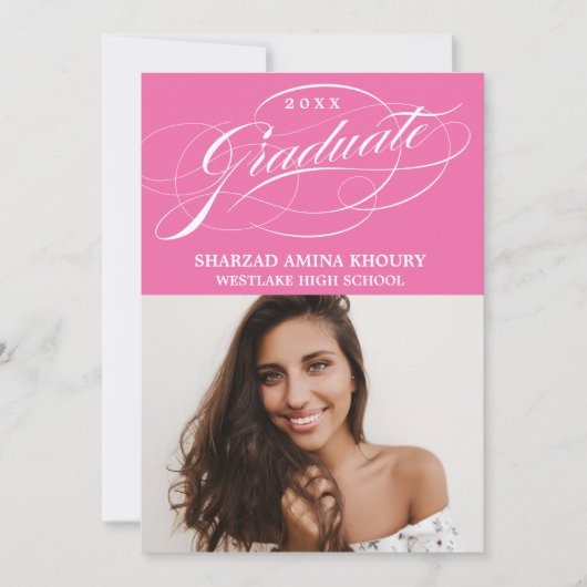 STYLISH ELEGANT SCRIPT 2 GRADUATE PARTY EINLADUNG (Vorderseite)