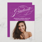 STYLISH ELEGANT SCRIPT 2 GRADUATE PARTY EINLADUNG (Vorne/Hinten)