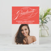 STYLISH ELEGANT SCRIPT 2 GRADUATE PARTY EINLADUNG (Stehend Vorderseite)