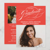 STYLISH ELEGANT SCRIPT 2 GRADUATE PARTY EINLADUNG (Vorne/Hinten)