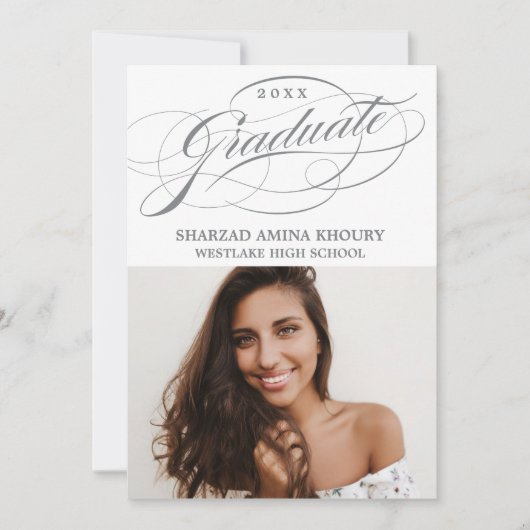 STYLISH ELEGANT SCRIPT 2 GRADUATE PARTY EINLADUNG (Vorderseite)