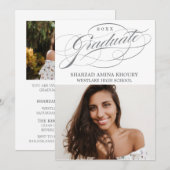 STYLISH ELEGANT SCRIPT 2 GRADUATE PARTY EINLADUNG (Vorne/Hinten)