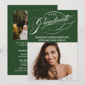 STYLISH ELEGANT SCRIPT 2 GRADUATE PARTY EINLADUNG (Vorne/Hinten)