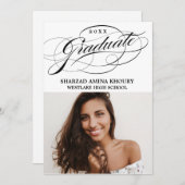 STYLISH ELEGANT SCRIPT 2 GRADUATE PARTY EINLADUNG (Vorne/Hinten)