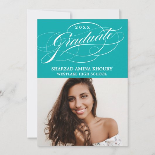 STYLISH ELEGANT SCRIPT 2 GRADUATE PARTY EINLADUNG (Vorderseite)