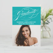 STYLISH ELEGANT SCRIPT 2 GRADUATE PARTY EINLADUNG (Stehend Vorderseite)
