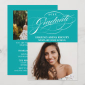 STYLISH ELEGANT SCRIPT 2 GRADUATE PARTY EINLADUNG (Vorne/Hinten)