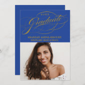 STYLISH ELEGANT SCRIPT 2 GRADUATE PARTY EINLADUNG (Vorne/Hinten)