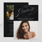 STYLISH ELEGANT SCRIPT 2 GRADUATE PARTY EINLADUNG (Vorne/Hinten)
