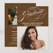STYLISH ELEGANT SCRIPT 2 GRADUATE PARTY EINLADUNG (Vorne/Hinten)