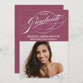 STYLISH ELEGANT SCRIPT 2 GRADUATE PARTY EINLADUNG (Vorne/Hinten)