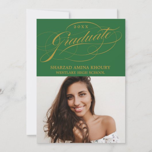 STYLISH ELEGANT SCRIPT 2 GRADUATE PARTY EINLADUNG (Vorderseite)