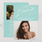 STYLISH ELEGANT SCRIPT 2 GRADUATE PARTY EINLADUNG (Vorne/Hinten)