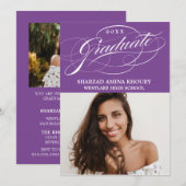 STYLISH ELEGANT SCRIPT 2 GRADUATE PARTY EINLADUNG (Vorne/Hinten)