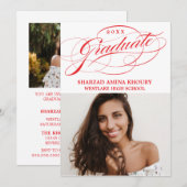 STYLISH ELEGANT SCRIPT 2 GRADUATE PARTY EINLADUNG (Vorne/Hinten)