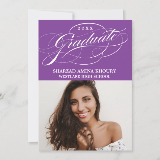STYLISH ELEGANT SCRIPT 2 GRADUATE PARTY EINLADUNG (Vorderseite)