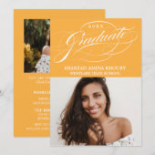 STYLISH ELEGANT SCRIPT 2 GRADUATE PARTY EINLADUNG (Vorne/Hinten)
