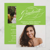 STYLISH ELEGANT SCRIPT 2 GRADUATE PARTY EINLADUNG (Vorne/Hinten)