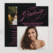 STYLISH ELEGANT SCRIPT 2 GRADUATE PARTY EINLADUNG (Vorne/Hinten)