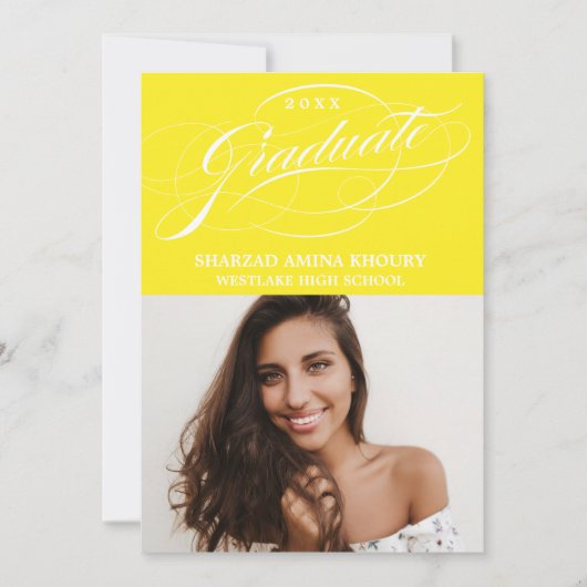 STYLISH ELEGANT SCRIPT 2 GRADUATE PARTY EINLADUNG (Vorderseite)