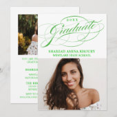 STYLISH ELEGANT SCRIPT 2 GRADUATE PARTY EINLADUNG (Vorne/Hinten)