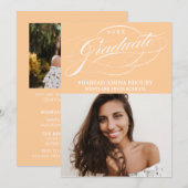 STYLISH ELEGANT SCRIPT 2 GRADUATE PARTY EINLADUNG (Vorne/Hinten)