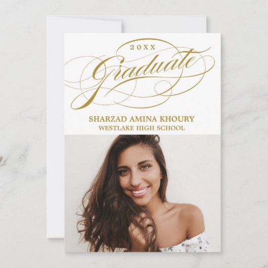 STYLISH ELEGANT SCRIPT 2 GRADUATE PARTY EINLADUNG (Vorderseite)