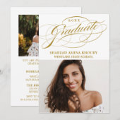 STYLISH ELEGANT SCRIPT 2 GRADUATE PARTY EINLADUNG (Vorne/Hinten)