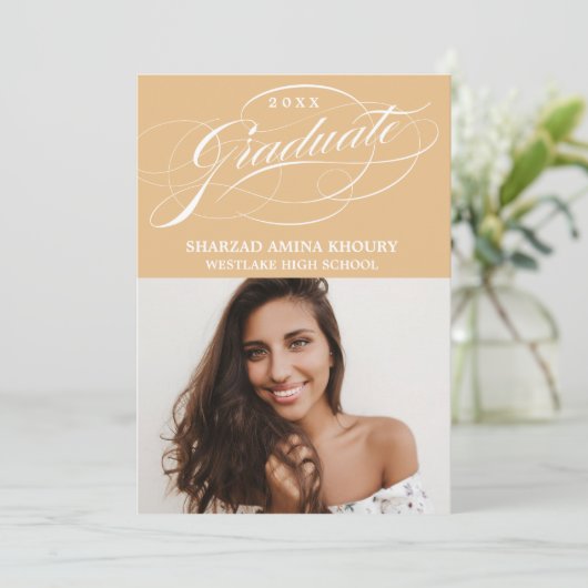 STYLISH ELEGANT SCRIPT 2 GRADUATE PARTY EINLADUNG (Stehend Vorderseite)