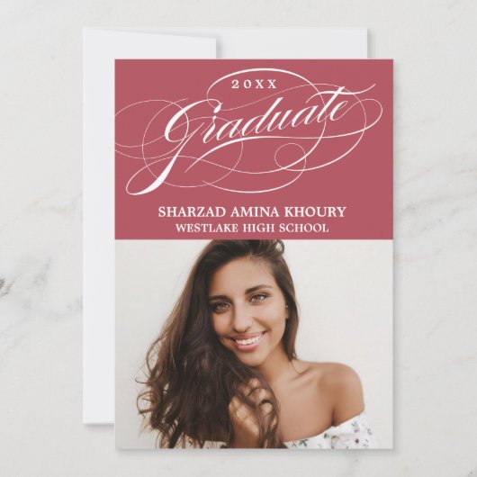 STYLISH ELEGANT SCRIPT 2 GRADUATE PARTY EINLADUNG (Vorderseite)