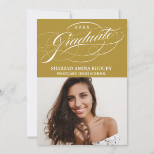 STYLISH ELEGANT SCRIPT 2 GRADUATE PARTY EINLADUNG