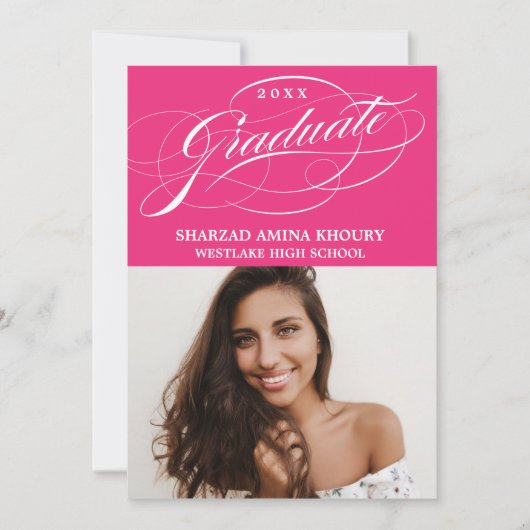 STYLISH ELEGANT SCRIPT 2 GRADUATE PARTY EINLADUNG (Vorderseite)