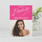 STYLISH ELEGANT SCRIPT 2 GRADUATE PARTY EINLADUNG (Stehend Vorderseite)