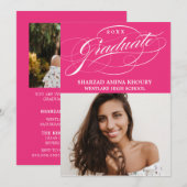 STYLISH ELEGANT SCRIPT 2 GRADUATE PARTY EINLADUNG (Vorne/Hinten)