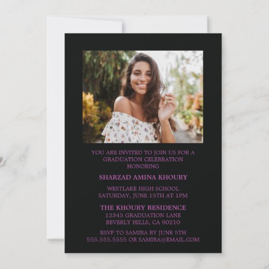 STYLISH ELEGANT SCRIPT 2 GRADUATE PARTY EINLADUNG (Rückseite)