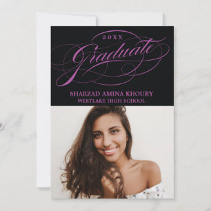 STYLISH ELEGANT SCRIPT 2 GRADUATE PARTY EINLADUNG