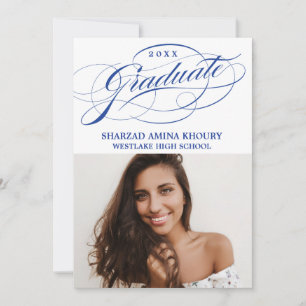 STYLISH ELEGANT SCRIPT 2 GRADUATE PARTY EINLADUNG