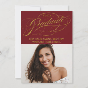 STYLISH ELEGANT SCRIPT 2 GRADUATE PARTY EINLADUNG