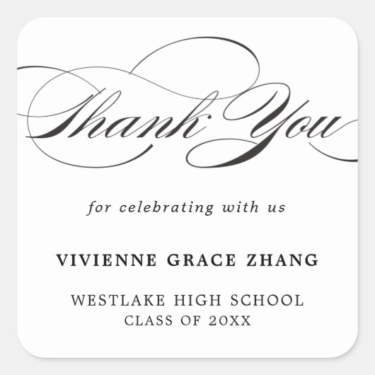 STYLISH ELEGANT SCRIPT DANK IHNEN STICKER (Vorderseite)